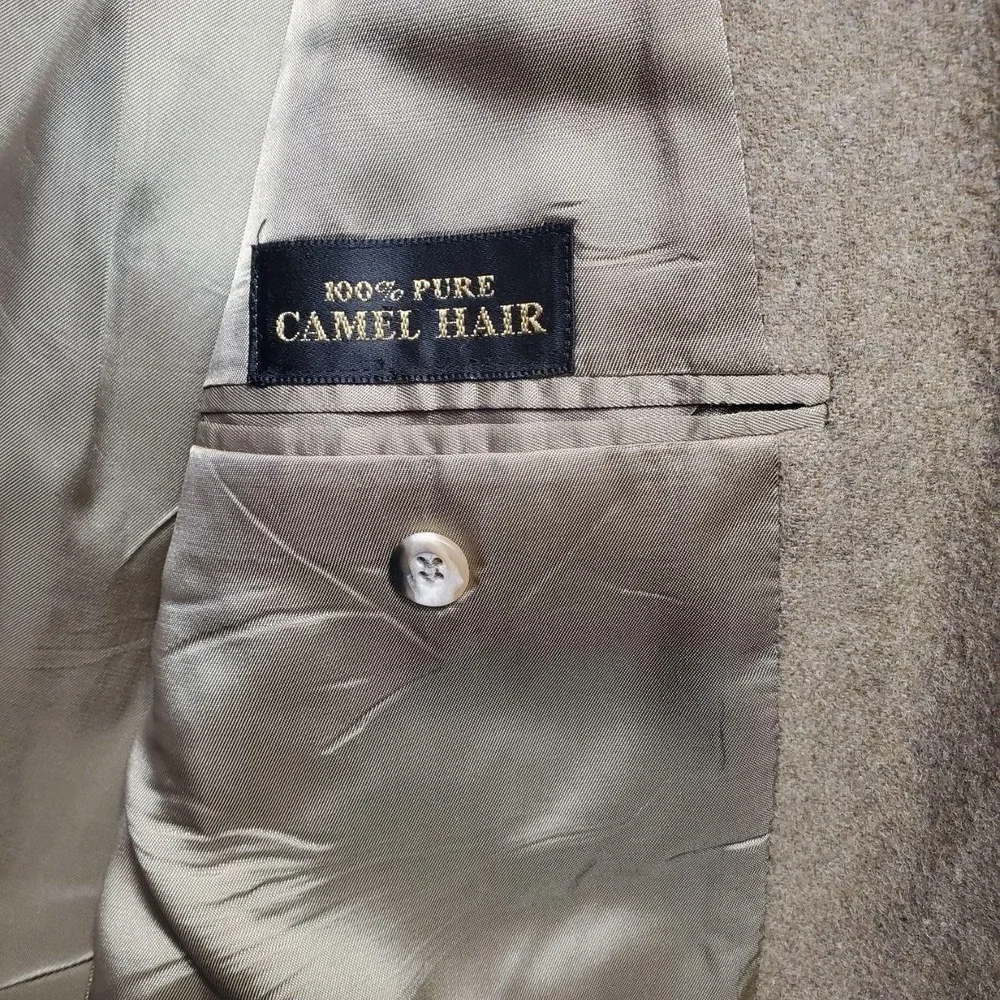 VTG Bill Blass Camel Hair Blazer Mens 42R Tan Sport Coat‎ Made USA 80s Old Money